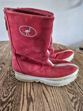 Emu Women's Red Suede And Sheepskin Mid-Calf Casual Boots
